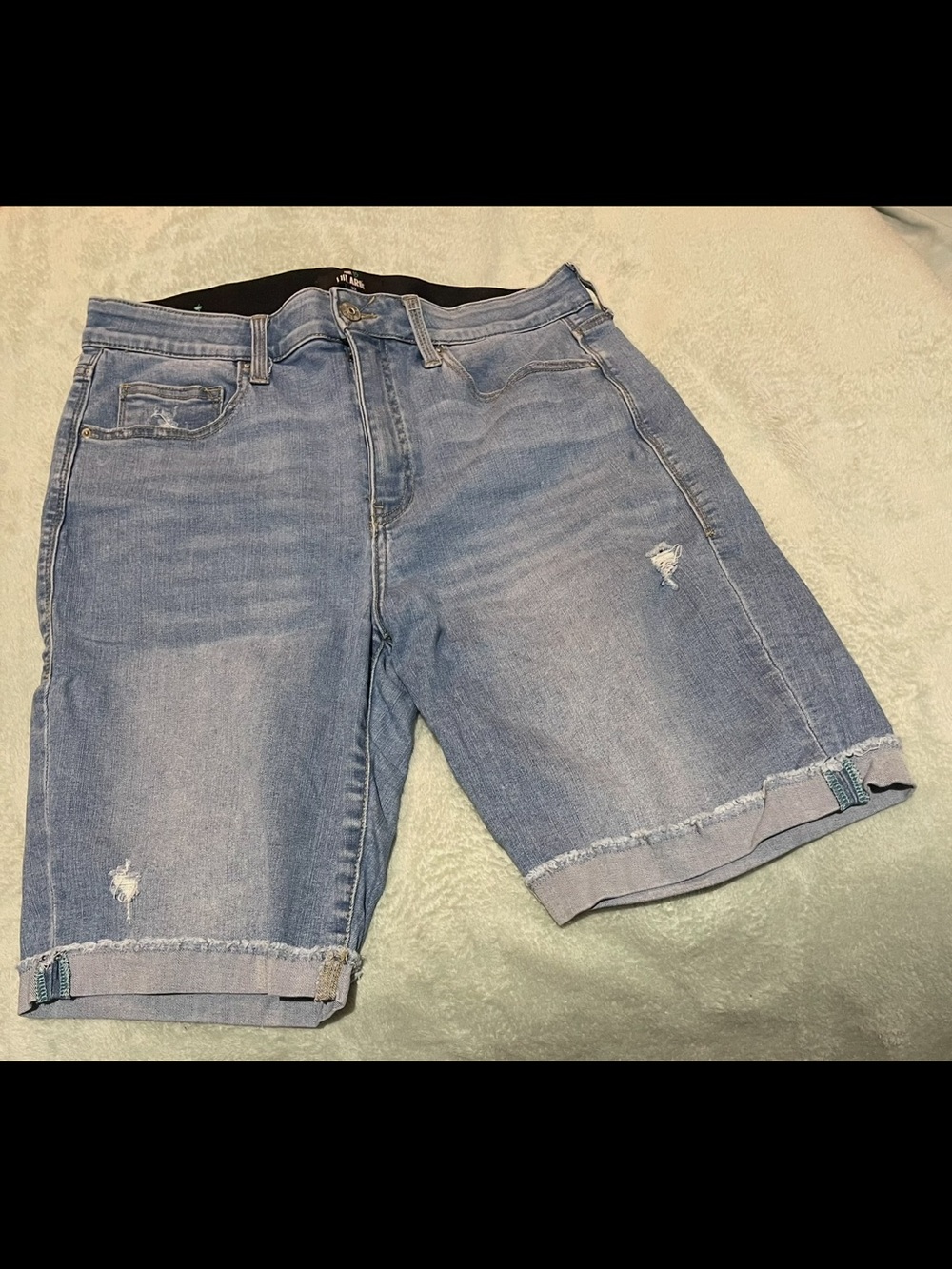 LuLaRoe Light Blue Distressed Denim Bermuda Shorts